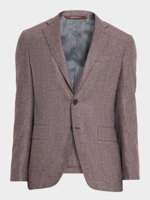 Canali Men's Stepweave Wool Notch Lapel Sport Coat