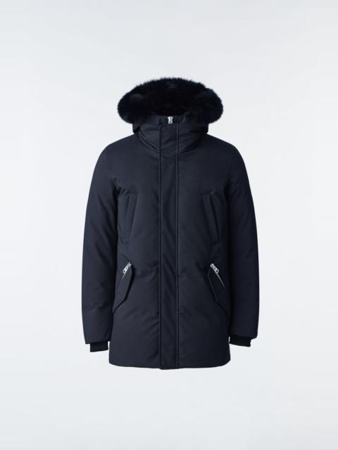 EDWARD 2-in-1 down parka with hooded bib and blue fox fur
