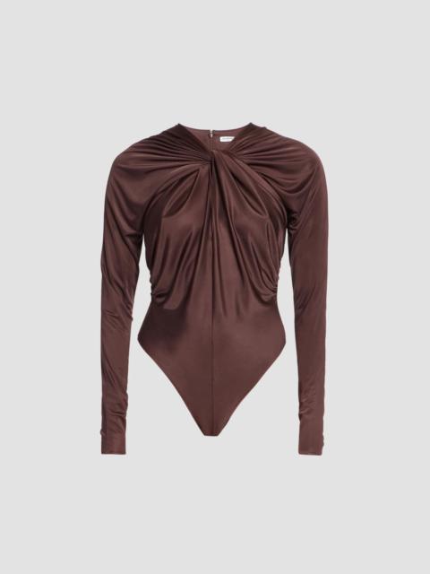 Balmain Women's Twist Detail Jersey Bodysuit - Brown