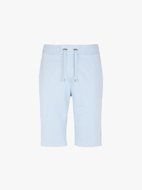 Balmain Pale blue eco-designed cotton shorts with flocked white Balmain Paris logo
