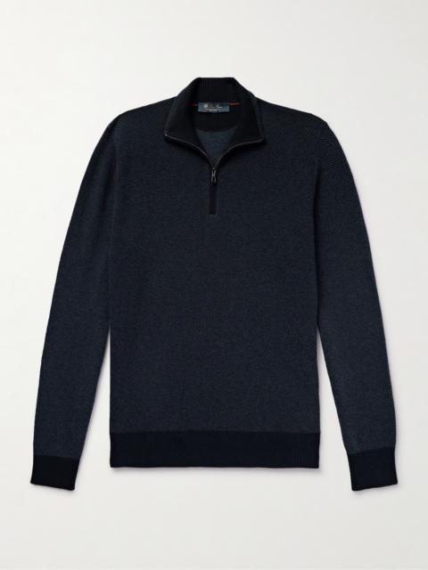 Loro Piana Roadster Striped Cashmere Half-Zip Sweater