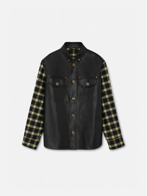 Medusa Checked Leather Blouson Jacket