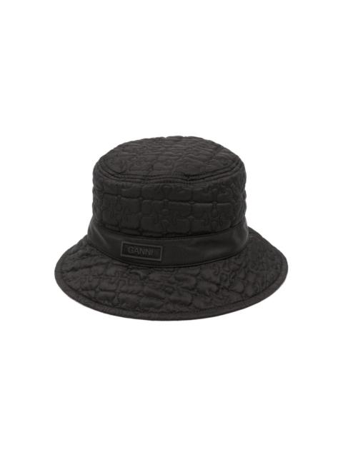 GANNI logo-patch quilted bucket hat
