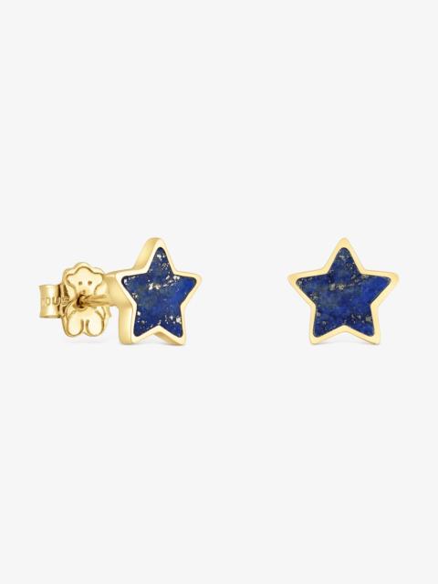 TOUS 14K solid gold Star earrings with lapis lazuli XXS