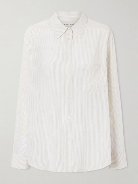 BLAZÉ MILANO Kris Anabas Pinstriped Silk Shirt