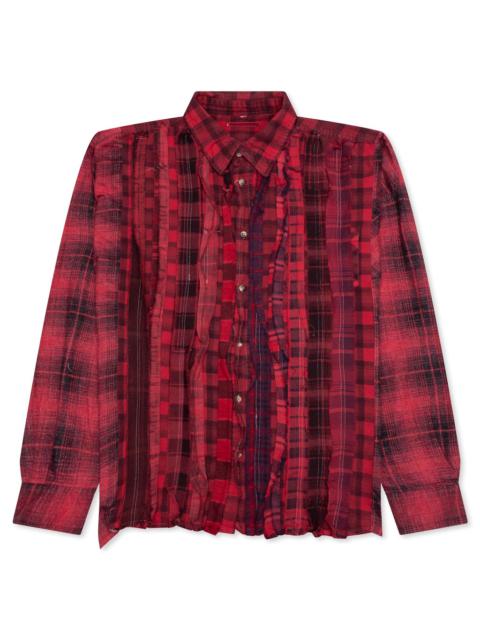 NEEDLES OVER DYED RIBBON WIDE SHIRT - RED