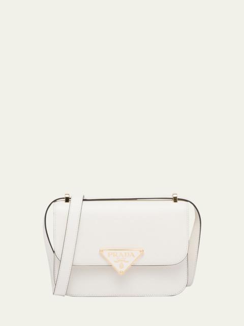 Triangle Logo Flap Leather Crossbody Bag