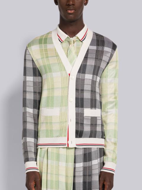 Thom Browne FUN-MIX FINE MERINO 4-BAR V-NECK CARDIGAN