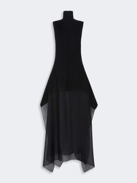 Sportmax OTRE Long viscose knit and silk georgette dress - BLACK