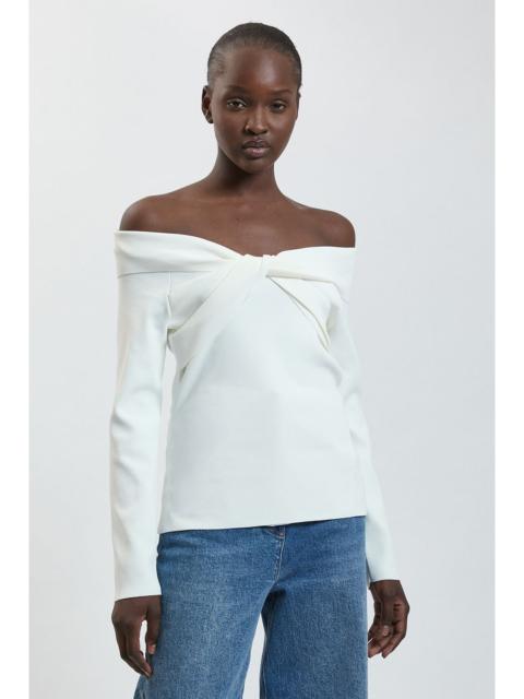KAREN MILLEN Twist Front Viscose Knitted Bardot Top