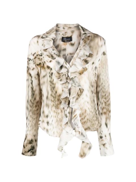 leopard-print silk blouse