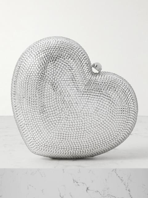 JUDITH LEIBER L'amour Petit Coeur Crystal-embellished Silver-tone Clutch
