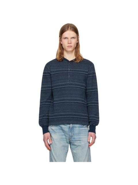 RRL by Ralph Lauren Navy Indigo Jacquard Henley