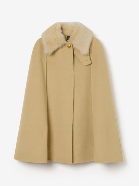 Burberry Shearling Collar Cashmere Cape