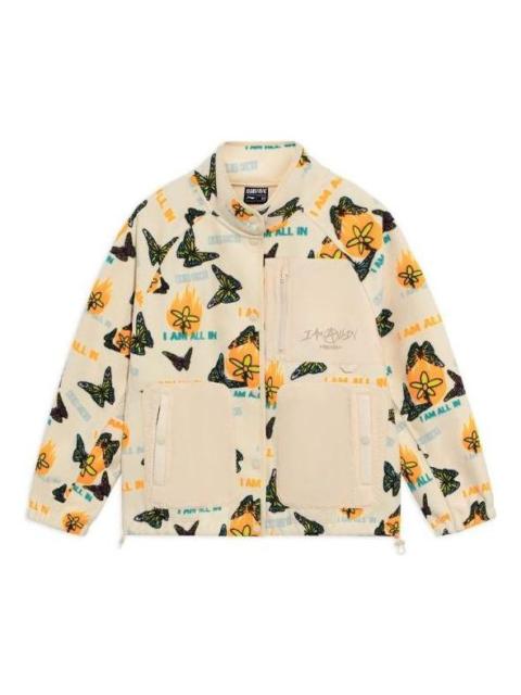 (WMNS) Li-Ning BADFIVE Solid Color Full Print Stand Collar Casual Jacket 'Creamy White' AWDS138-4