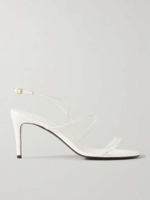 KHAITE Loop bead-embellished leather sandals White
