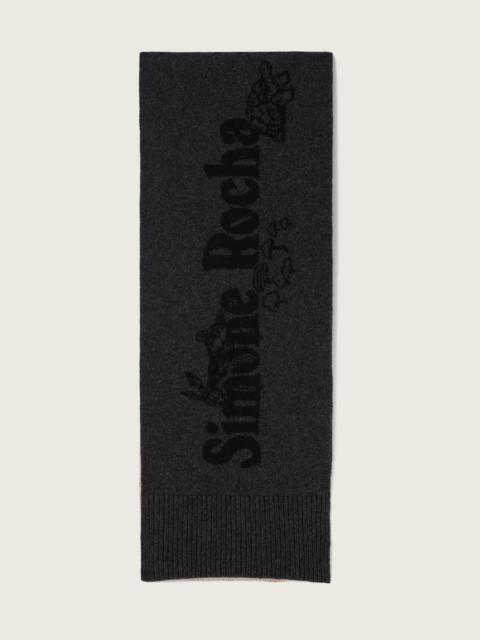 Simone Rocha Long Graphic Logo Knit Scarf
