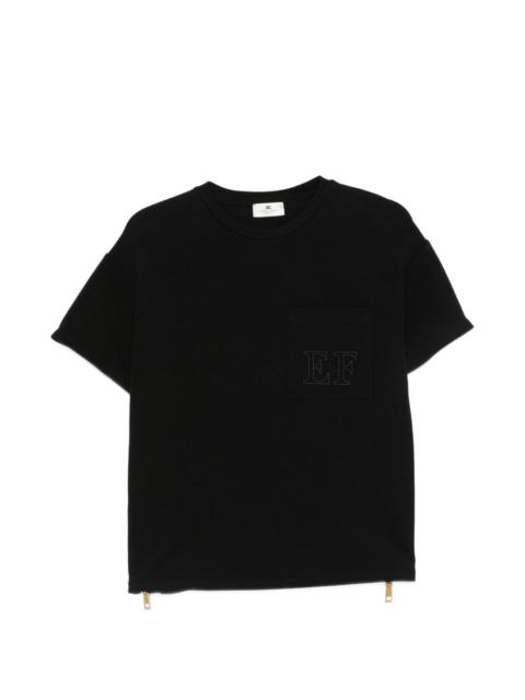 ELISABETTA FRANCHI logo-patch zip-detail T-shirt