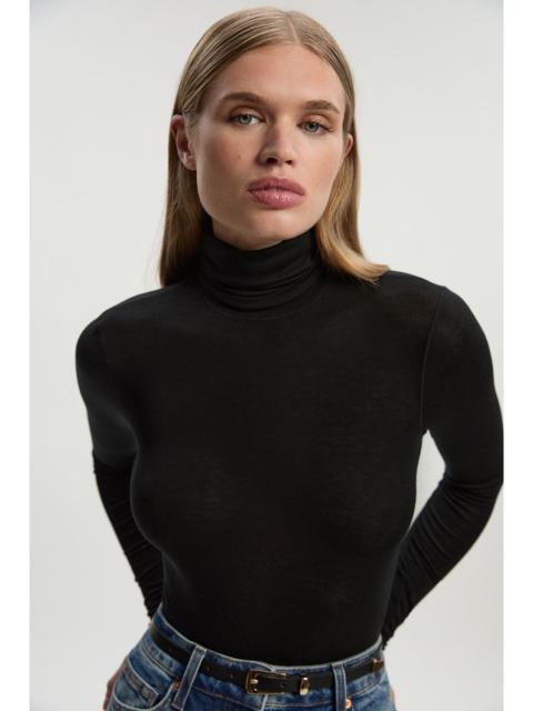 KAREN MILLEN Wool Blend High Neck Long Sleeve Bodysuit