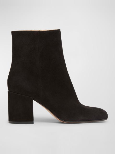 Gianvito Rossi Joelle Suede Block-Heel Booties