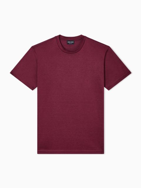 GIORGIO ARMANI PLAIN-KNIT JERSEY T-SHIRT IN A SILK-AND-COTTON BLEND