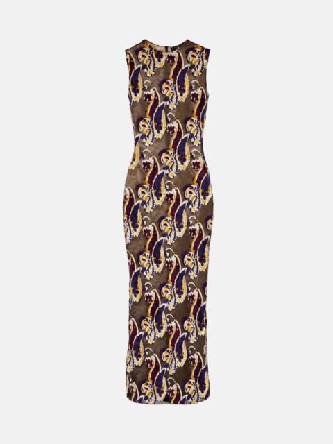 Etro Paisley semi-sheer midi dress