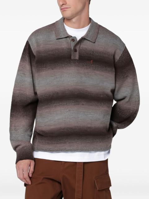 AWAKE NY gradient-striped polo-collar sweater