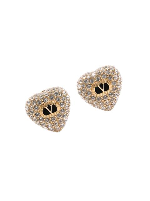 Valentino Women's Coeur Royal Earrings in Metal, Enamel and Swarovski Crystals - Gold Crystal
