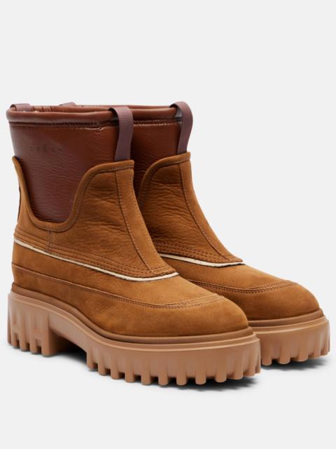 HOGAN Shearling-lined leather ankle boots