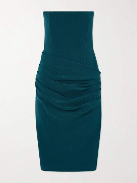 ALEX PERRY Strapless Draped Crepe Midi Dress