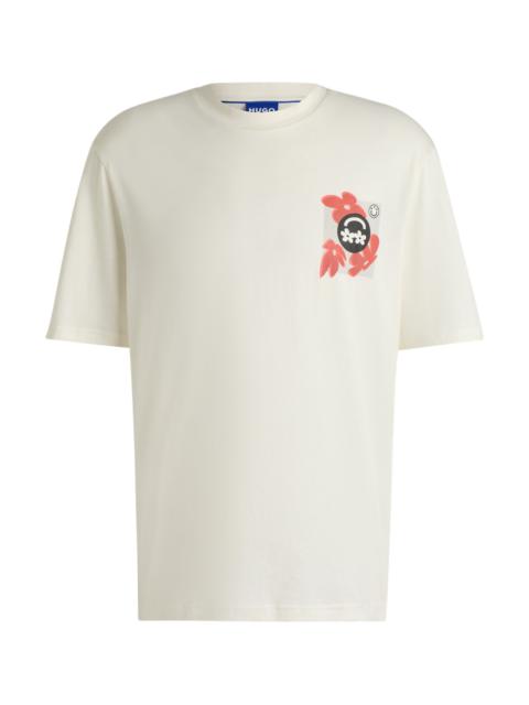 HUGO COTTON-JERSEY T-SHIRT WITH LOGO PRINTS