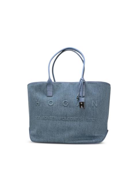 HOGAN address embossed shopping tote bag