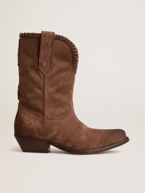 Golden Goose Low Women’s boots in dark brown washed suede