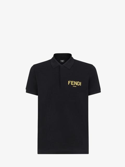 FENDI Black cotton polo shirt