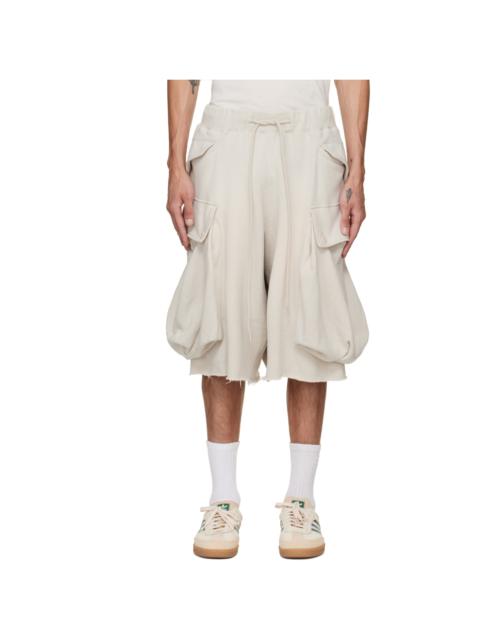 R13 Off-White Jumbo Cargo Pocket Sweat Shorts