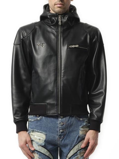 Thug Club Slim Rock Leather Jacket in Black