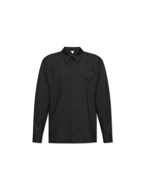 Bottega Veneta BOTTEGA VENETA Gray Wool Shirt New & Authentic (Men's size:M