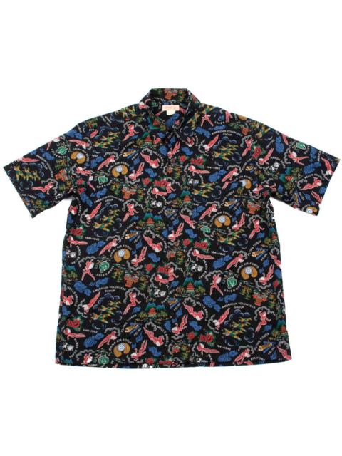 The Real McCoys MS21002 Cotton Hawaiian Shirt / Flying Tigers Black