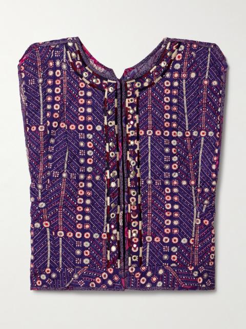 Isabel Marant Étoile Cerza Quilted Embellished Printed Cotton Vest