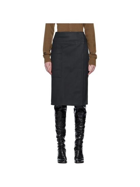 Lemaire Gray Apron Denim Midi Skirt