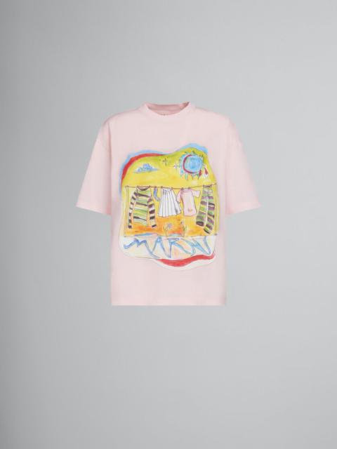 PINK T-SHIRT WITH SUN DRY PRINT