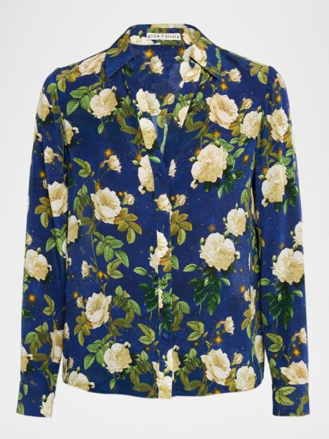 Alice + Olivia Twilight Rose Eloise Button-Front Blouse
