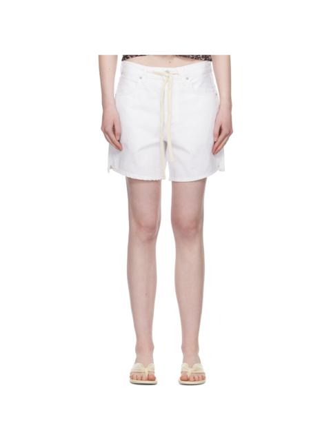 Citizens of Humanity White Brynn Drawstring Denim Shorts