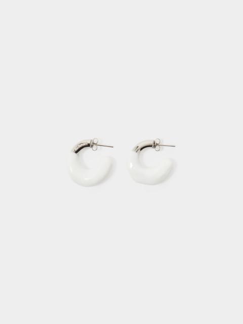 SUNNEI MINI RUBBERIZED EARRINGS SILVER / white glow