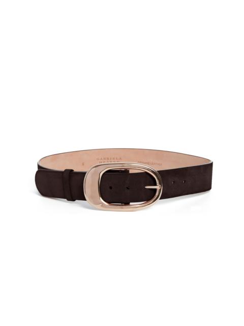 GABRIELA HEARST Lozewce Belt in Dark Brown Suede