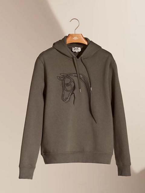 Hermès Hooded sweater with leather detail