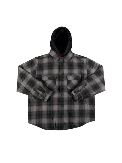 Supreme Hooded Flannel Zip Up Shirt 'Black'