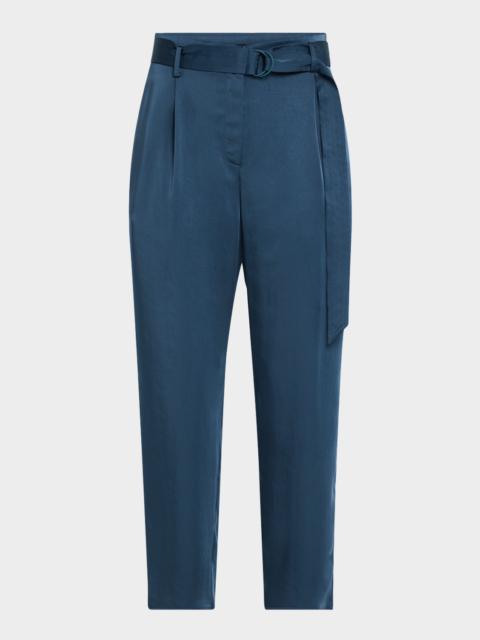 LAPOINTE Satin Belted Cropped Pants