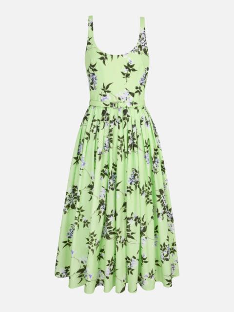 EMILIA WICKSTEAD Eglantine Dress In Lilac Lillies & Cherry print on Green Organic Cotton