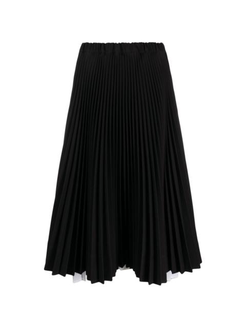 pleated asymmetric-hem midi skirt